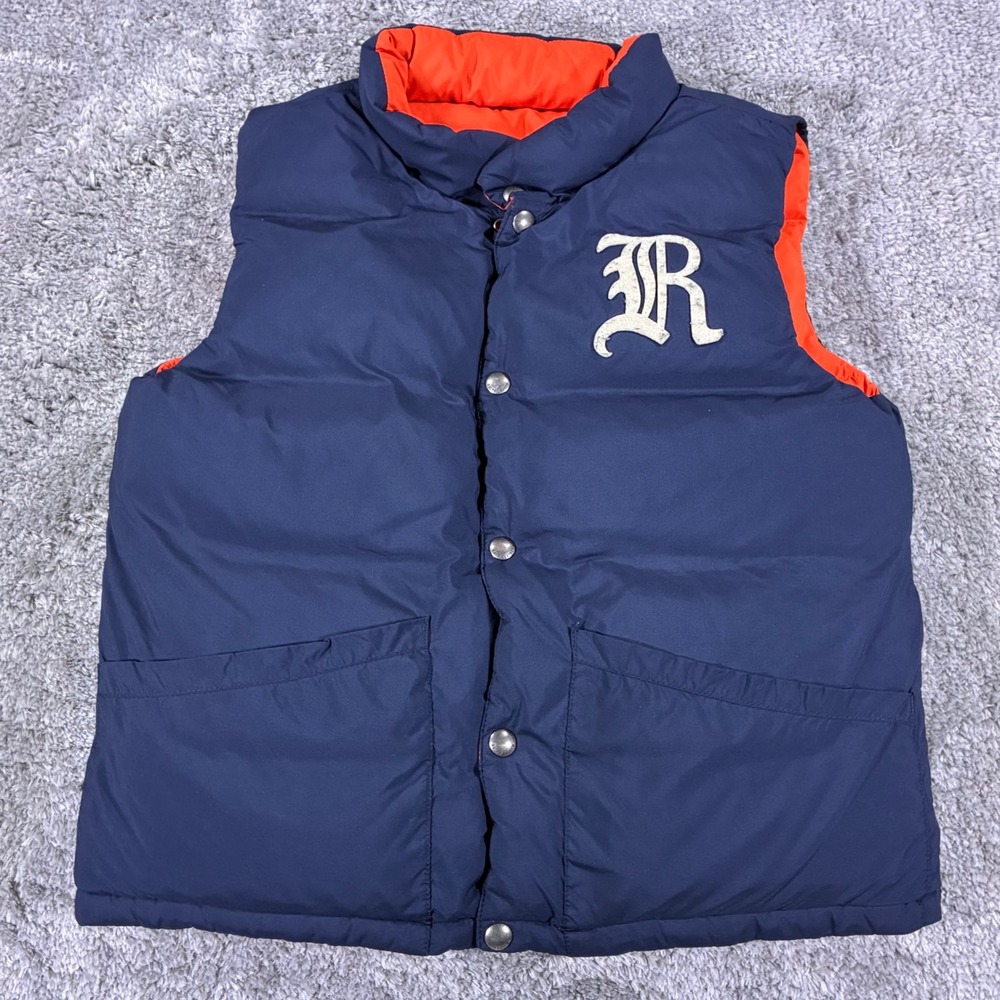 Polo Ralph Lauren Reversible Puffer Vest Navy Orange Kids Size M 10-12 Down Fill
